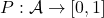 P: \mathcal A \to [0, 1]